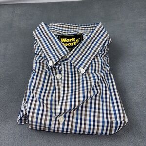 4XL WORK N SPORT Mens   Big& Tall  Grey  Button Up Work Shirt Light Material